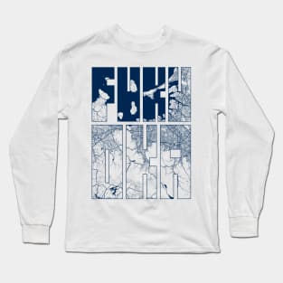 Fukuoka, Japan City Map Typography - Coastal Long Sleeve T-Shirt